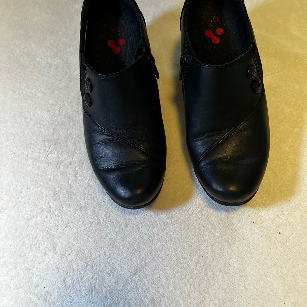 Clarks Black Leather Mules